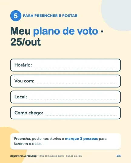 Card: plano de voto para o dia 25